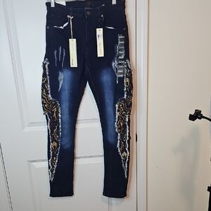 Reason Men's B and Brown Skinny Jeans